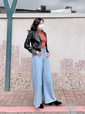 「通勤穿搭」｜「アイテム（Tシャツ/カットソー）」を使った、jennnnnyさん（レディース・151cm）の冬コーディネート