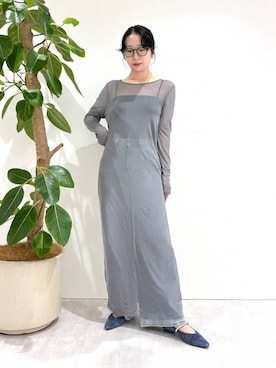 「アイテム（パンプス、ブルー系）」を使った、ayaさん（レディース・158cm）の秋コーディネート