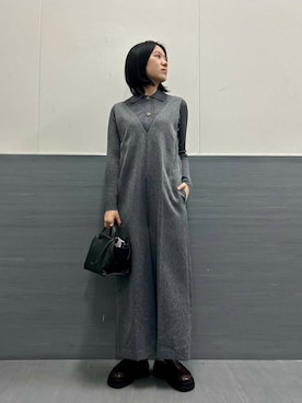「アイテム（オールインワン・サロペット、グレー系）」を使った、sasakiさん（レディース・161cm）の夏コーディネート