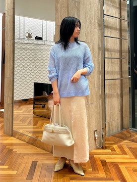 「URBAN RESEARCH ROSSO WOMEN（アーバンリサーチ　ロッソ）のピーチタッチストレートスカート（スカート）」を使った、sasakiさん（レディース・161cm）の秋コーディネート