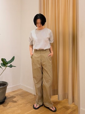 「URBAN RESEARCH DOORS（アーバンリサーチドアーズ）のタックスリーブボーダープルオーバー（Tシャツ/カットソー、ホワイト系）」を使った、sasakiさん（レディース・161cm）の夏コーディネート