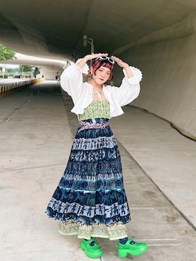 「アイテム（シューズ、グリーン系）」を使った、KARA カラ🇹🇼さん（レディース・158cm）の秋コーディネート