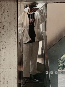 「アイテム（その他アウター、ホワイト系）」を使った、ゆうさん（メンズ・179cm）の冬コーディネート