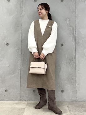 「旅行」｜「アイテム（アクセサリー）」を使った、ななこさん（レディース・151cm）の秋コーディネート