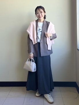 「ROPE' PICNIC（ロペピクニック）のフィブリルマーメイドフレアスカート（スカート）」を使った、ななこさん（レディース・151cm・20代）の秋コーディネート