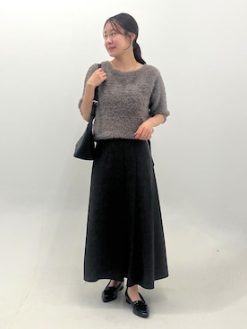 「ROPE' PICNIC（ロペピクニック）のポインテッドキルトパンプス（パンプス、ブラック系）」を使った、ななこさん（レディース・151cm）の夏コーディネート