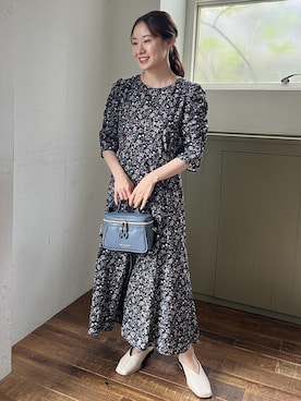 「ROPE' PICNIC（ロペピクニック）のバニティショルダーバッグ（ショルダーバッグ）」を使った、ななこさん（レディース・151cm）の秋コーディネート