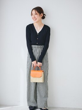 「ROPE' PICNIC（ロペピクニック）の洗える/レーヨンナイロンイージーワイドパンツ（その他パンツ）」を使った、ななこさん（レディース・151cm）の春コーディネート