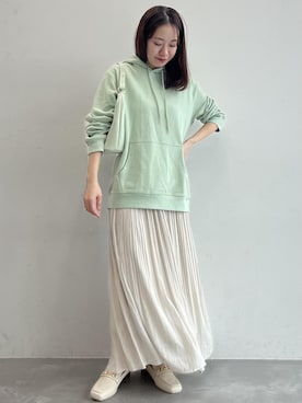 「ロング」｜「アイテム（パーカー）」を使った、ななこさん（レディース・151cm）の冬コーディネート