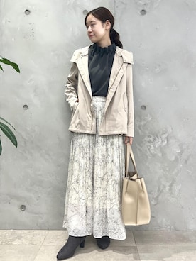 「サステナブル」｜「アイテム（トートバッグ）」を使った、ななこさん（レディース・151cm）の秋コーディネート