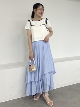 「ハローキティコラボ（ハローキティコラボ）のアイテム」を使った、ななこさん（レディース・151cm）の夏コーディネート