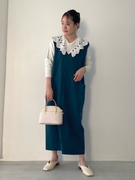 「襟付きトップス」｜「アイテム（その他シューズ）」を使った、ななこさん（レディース・151cm）の冬コーディネート