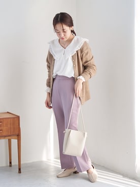 「襟付きトップス」｜「アイテム（その他シューズ）」を使った、ななこさん（レディース・151cm）の秋コーディネート