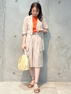 「ROPE' PICNIC（ロペピクニック）のBeauty knit/ハーフスリーブニットトップス/WEB限定カラーあり（ニット/セーター）」を使った、ななこさん（レディース・151cm）の春コーディネート