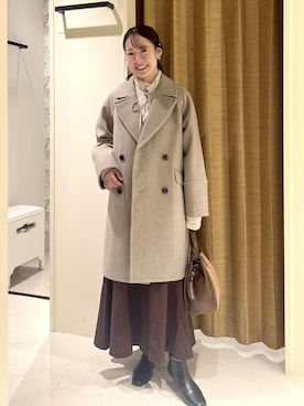 「アイテム（ピーコート）」を使った、ななこさん（レディース・151cm）の秋コーディネート