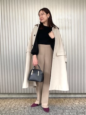 「ROPE' PICNIC（ロペピクニック）のアイテム（ステンカラーコート）」を使った、ななこさん（レディース・151cm）の秋コーディネート