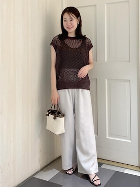 「アイテム（ニット/セーター）」を使った、ななこさん（レディース・151cm・20代）の夏コーディネート