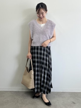 「アイテム（ベスト）」を使った、ななこさん（レディース・151cm・20代）の夏コーディネート