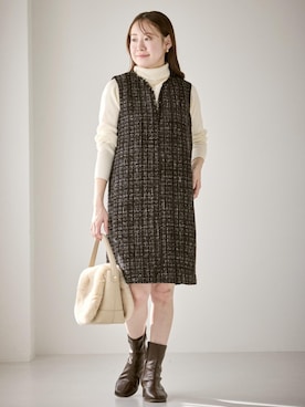 「アイテム（ジャンパースカート）」を使った、ななこさん（レディース・151cm・20代）の冬コーディネート