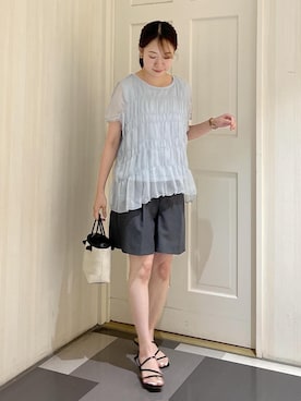 「アイテム（トートバッグ）」を使った、ななこさん（レディース・151cm・20代）の夏コーディネート
