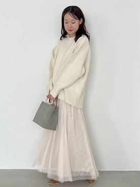「オフホワイト」｜「アイテム（ブーツ）」を使った、ななこさん（レディース・151cm）の秋コーディネート
