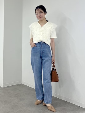 「ROPE' PICNIC（ロペピクニック）のアイテム（カーディガン/ボレロ）」を使った、ななこさん（レディース・151cm）の夏コーディネート