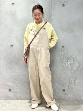 「ROPE' PICNIC（ロペピクニック）のアイテム（サロペット/オーバーオール）」を使った、ななこさん（レディース・151cm）の冬コーディネート