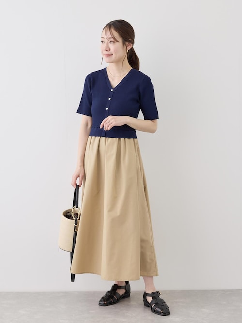 組曲 セツコサジテール picnic プリントドッキングリブ ニット Jules Knit Docking Tiered Dress