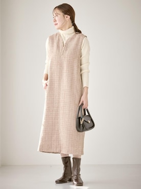 「アイテム（ジャンパースカート）」を使った、ななこさん（レディース・151cm）の冬コーディネート