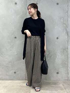 「ROPE' PICNIC（ロペピクニック）の洗える/レーヨンナイロンイージーワイドパンツ（その他パンツ）」を使った、ななこさん（レディース・151cm）の春コーディネート