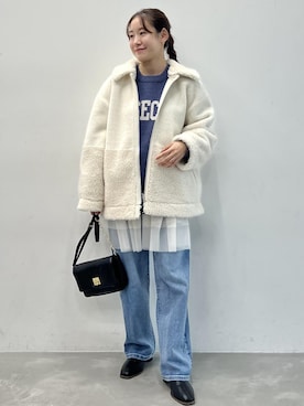 「サステナブル」｜「アイテム（ブルゾン）」を使った、ななこさん（レディース・151cm）の秋コーディネート