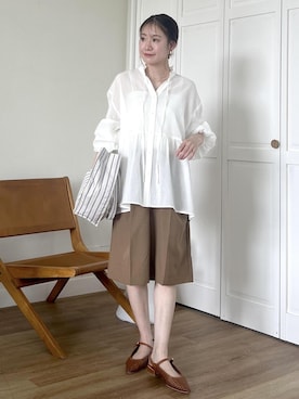 「ROPE' PICNIC（ロペピクニック）のアイテム（シャツ/ブラウス）」を使った、ななこさん（レディース・151cm）の春コーディネート