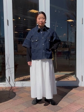 「Lee（リー）のアイテム（シャツ/ブラウス）」を使った、Sayakaさん（レディース・150cm）の冬コーディネート