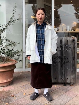 「Barbour（バブアー）の『別注』Barbour　BEDALE（その他アウター）」を使った、Sayakaさん（レディース・150cm）の秋コーディネート