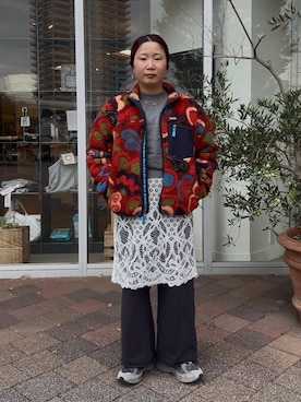 「アイテム（テーラードジャケット、レッド系）」を使った、Sayakaさん（レディース・150cm）の秋コーディネート