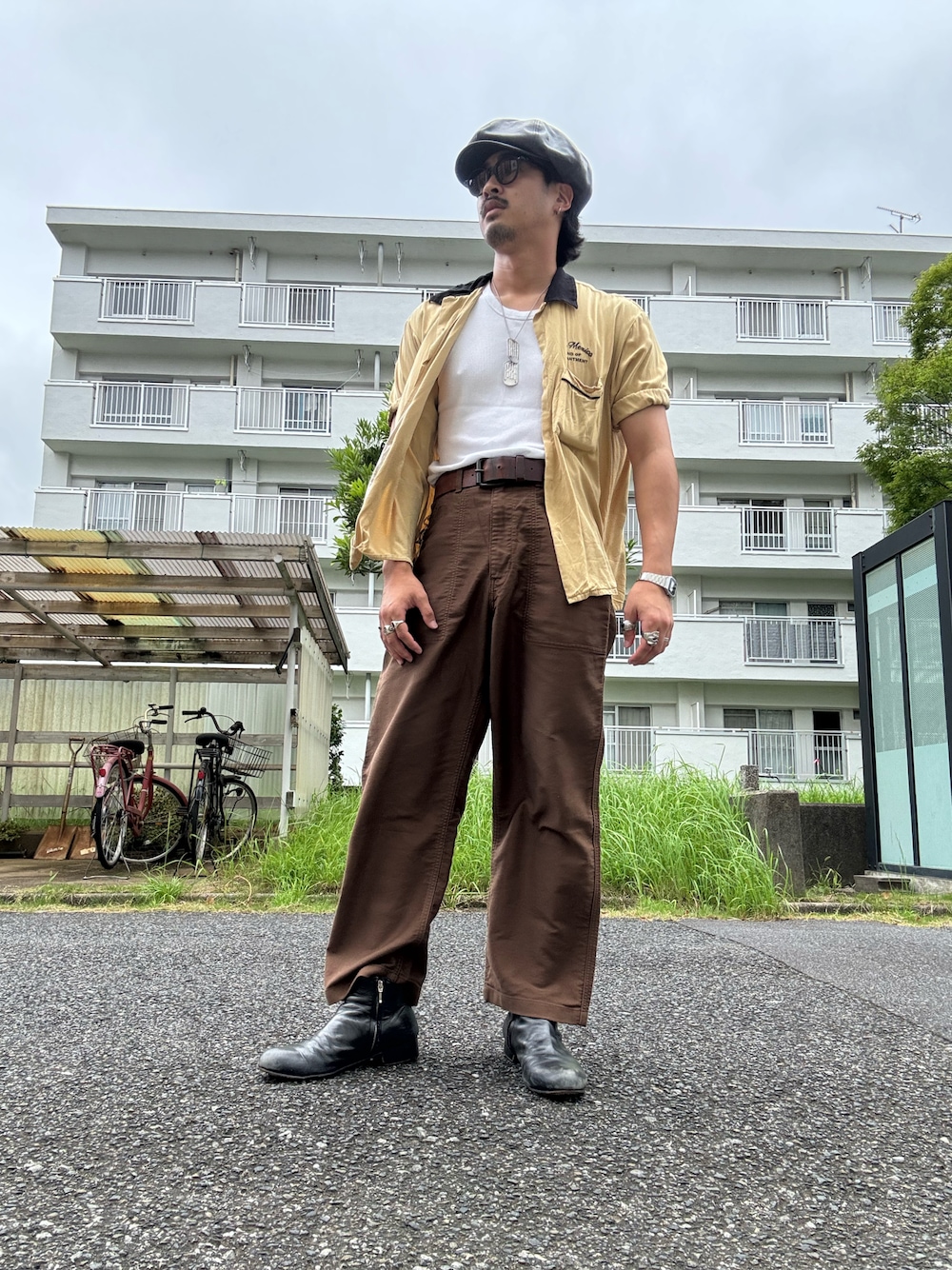 「アメカジ」｜「niko and...の刺繍ボーリングシャツ（シャツ/ブラウス、イエロー系）」を使った、mohican_naoyaさん（メンズ・176cm）の秋コーディネートの1枚目の写真