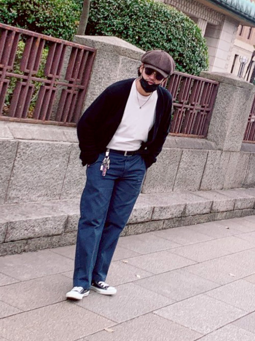 「DickiesのDickies/ディッキーズ ORIGINAL FIT 874 TCツイル ワイドパンツ（チノパンツ、ブラック系）」を使った、mohican_naoyaさん（メンズ・176cm）の秋コーディネートの1枚目の写真
