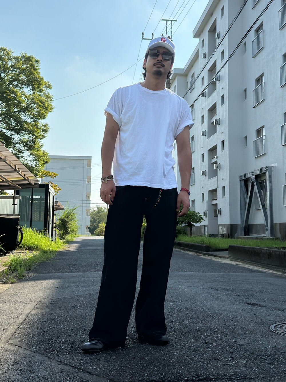 「アメカジ」｜「Los Mavericks(古着)のアイテム（Tシャツ/カットソー、ホワイト系）」を使った、mohican_naoyaさん（メンズ・176cm）の秋コーディネートの1枚目の写真