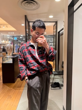 「URBAN RESEARCH（アーバンリサーチ）のSIDOGRAS PLAID SHIRTS（シャツ/ブラウス、レッド系）」を使った、YAMASHITAさん（メンズ・167cm）の秋コーディネート