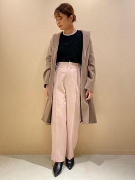 「Te chichi（テチチ）のアイテム（チェスターコート）」を使った、ERIKAさん（レディース・157cm）の冬コーディネート