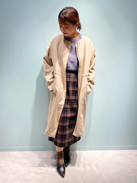 「新作」｜「アイテム（ノーカラーコート）」を使った、ERIKAさん（レディース・157cm）の秋コーディネート