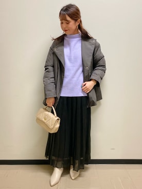 「ラメ」｜「アイテム（その他アウター）」を使った、ERIKAさん（レディース・157cm）の冬コーディネート
