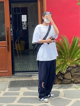 「HOLY IN CODE（ホーリーインコード）のアイテム」を使った、YorkHungさん（メンズ・180cm）の夏コーディネート