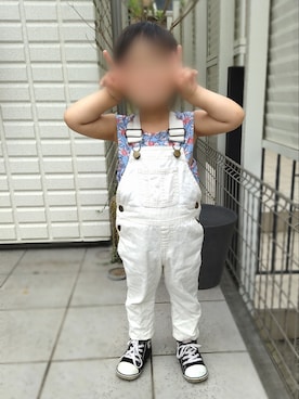 「petit main（プティマイン）のアイテム（オールインワン・サロペット）」を使った、🌷kszk🌷さん（キッズ・80cm）の夏コーディネート