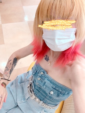 「アイテム（チューブトップ）」を使った、いちご🍓さん（レディース・152cm）の夏コーディネート
