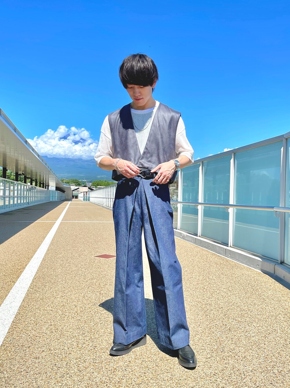 ジョンローレンスサリバンRIGID DENIM WIDE PANTS-