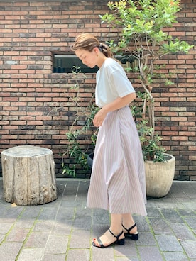 「Tシャツ」｜「アイテム（トップス、ゴールド系）」を使った、✳︎ｆｕｋｕ✳︎さん（レディース・158cm）の夏コーディネート