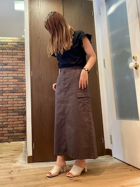 「カーゴスカート」｜「アイテム（その他）」を使った、✳︎ｆｕｋｕ✳︎さん（レディース・158cm）の夏コーディネート