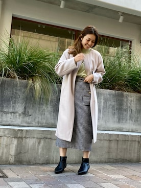 「Te chichi（テチチ）のアイテム（ノーカラーコート）」を使った、✳︎ｆｕｋｕ✳︎さん（レディース・158cm）の冬コーディネート