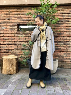 「Lugnoncure（ルノンキュール）のアイテム（ノーカラーコート）」を使った、✳︎ｆｕｋｕ✳︎さん（レディース・158cm）の秋コーディネート